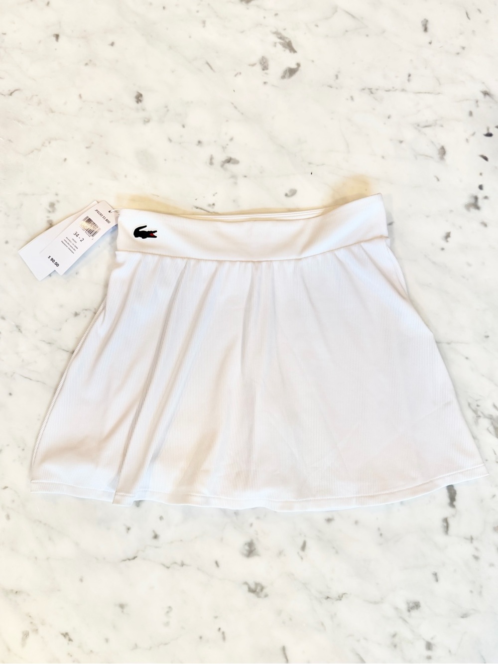 Lacoste White Women's Ultra Dry Sport Ribbed Tennis Skirt 34/2